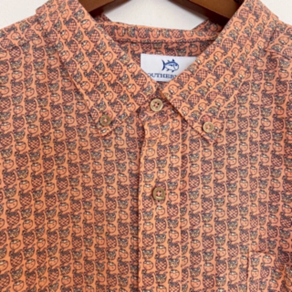 Southern Tide Mens Desert Flower Shirt XXL Cocktails Linen Blend short sleeve